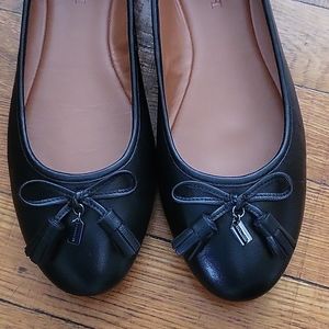 Coach black leather ballet flats NWB